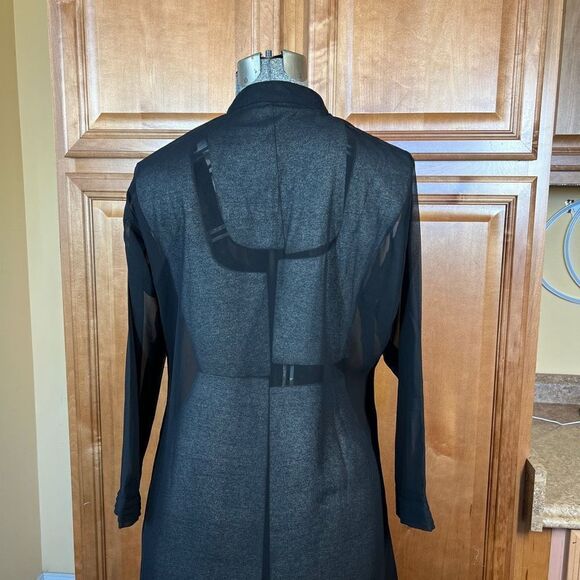 Sheer Unlined Dress with Rhinestone Brooches and Pearls Black Size 46 - Picture 10 of 12